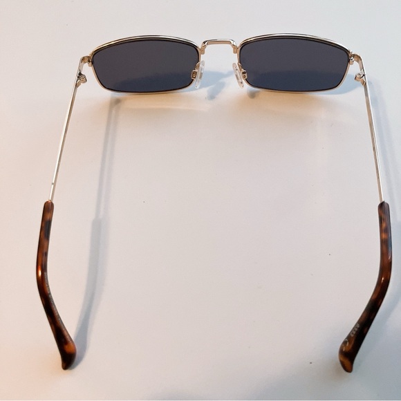 Aerie Gold Metal Rectangle Sunglasses Narrow American Eagle - Picture 5 of 8